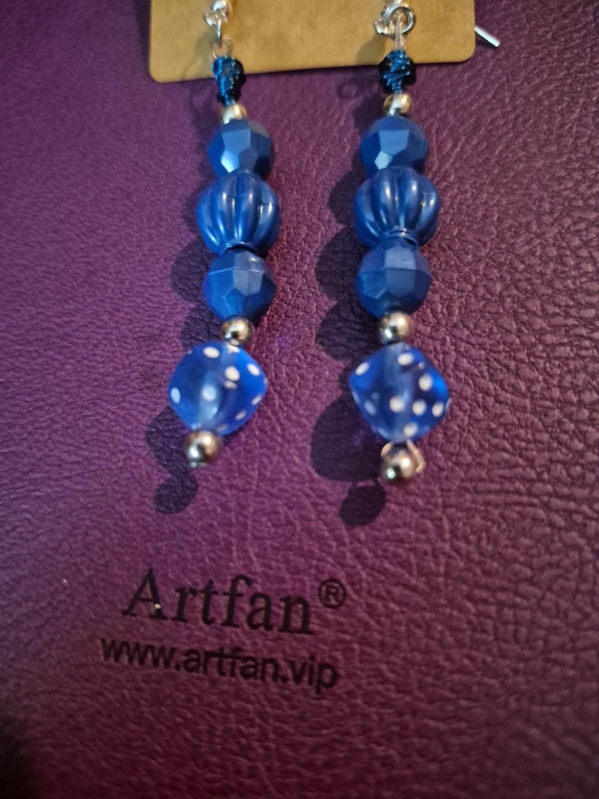 Lucky Blue Dice Casino Earrings