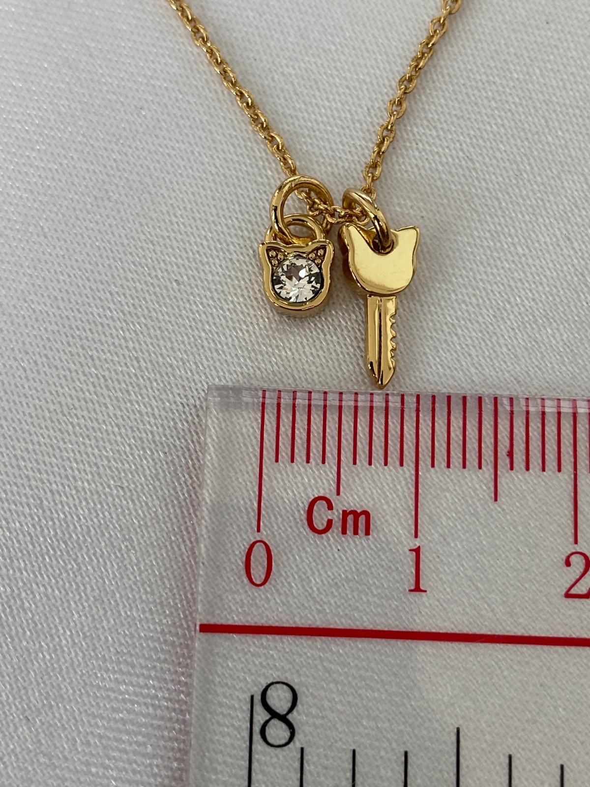 Karl Lagerfeld Mini Choupette Lock & Key Charm Necklace w/Crystal from Swarovski