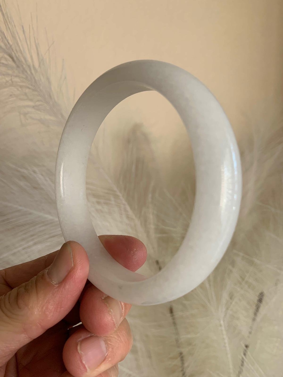 Beautiful White Real Chinese Jade Bangle Bracelet Wealth Good Luck Money Peace