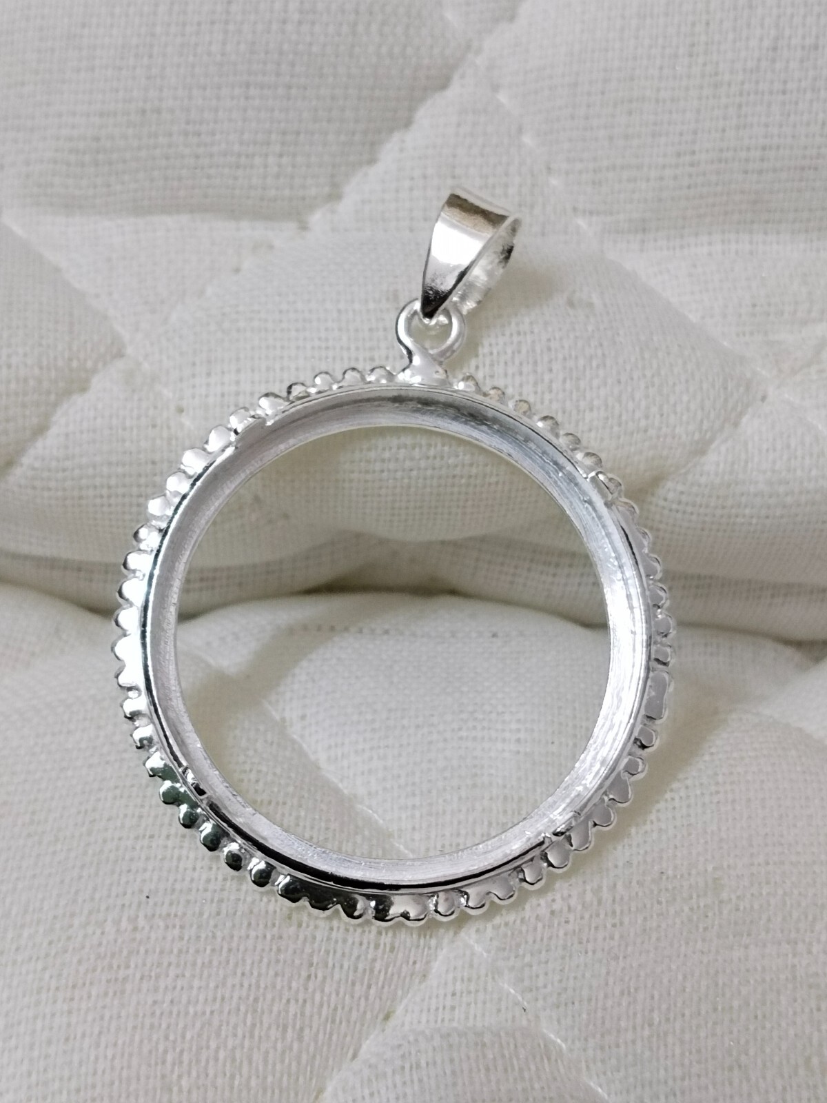 925 Sterling Silver Round Bezel Pendant prong jewelry Making Tools Coin