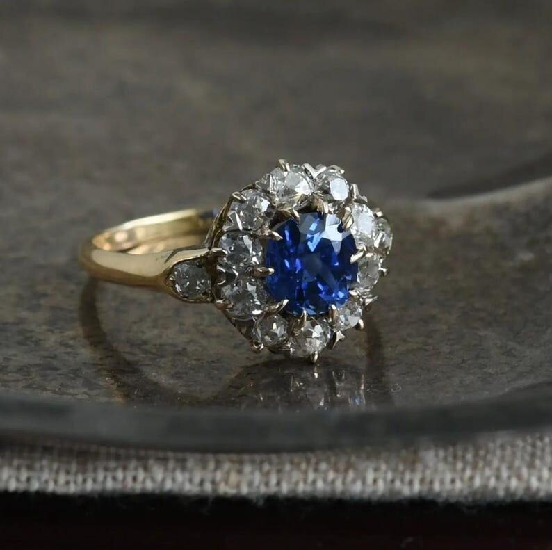2.50 Ct Round Cut Simulated Sapphire 14k White Gold Plated Cluster Wedding Ring