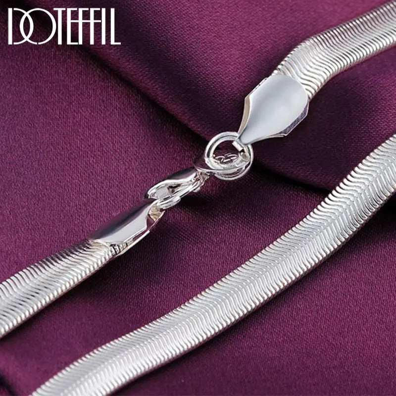 DOTEFFIL 925 Sterling Silver 16/18/20/22/24 Inch 6mm Flat Snake Chain