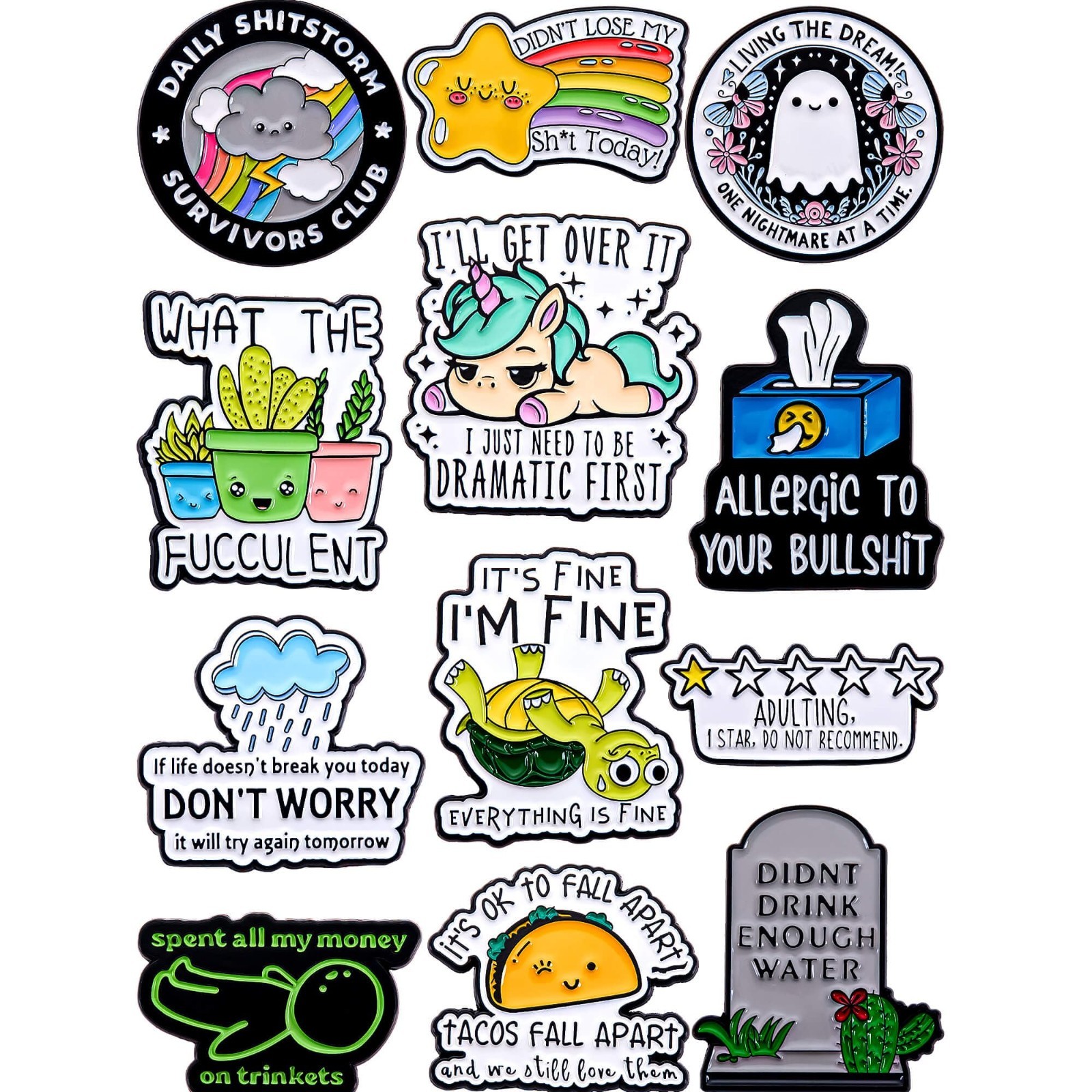 Humorous Enamel Pins for Adults – Funny Metal Pins for Backpacks, Jackets & Hats
