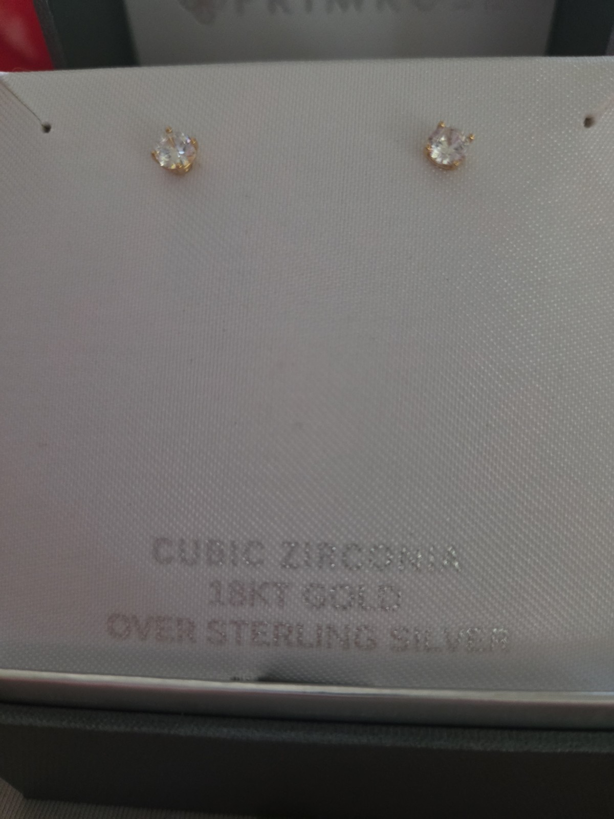 Brand New Primrose Stud Cubic Zirconia 18KT Gold Over Sterling Silver Earrings