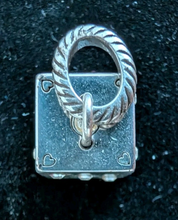 Silver Tone Lucky Dice Cube Charm Pendant Crystal Pips Twisted Cable Bail