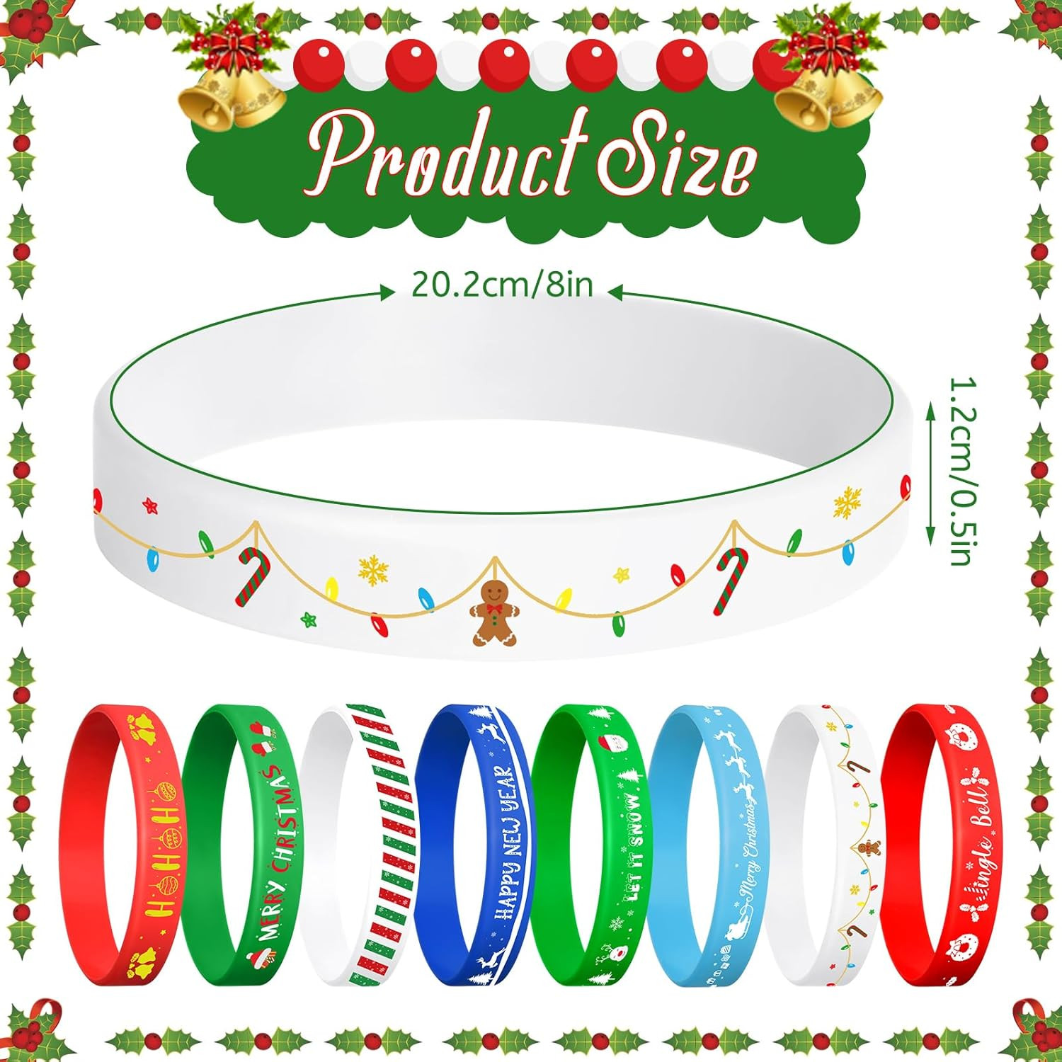 24 Pcs Christmas Silicone Bracelets Wristbands Party Favors Xmas Kids Adults
