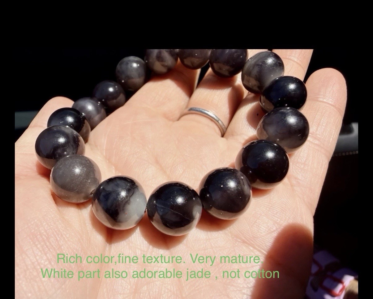 Nephrite Hetian Jade bracelet 13m Qinghua Style Emperor purple Half Half 和田玉帝王紫