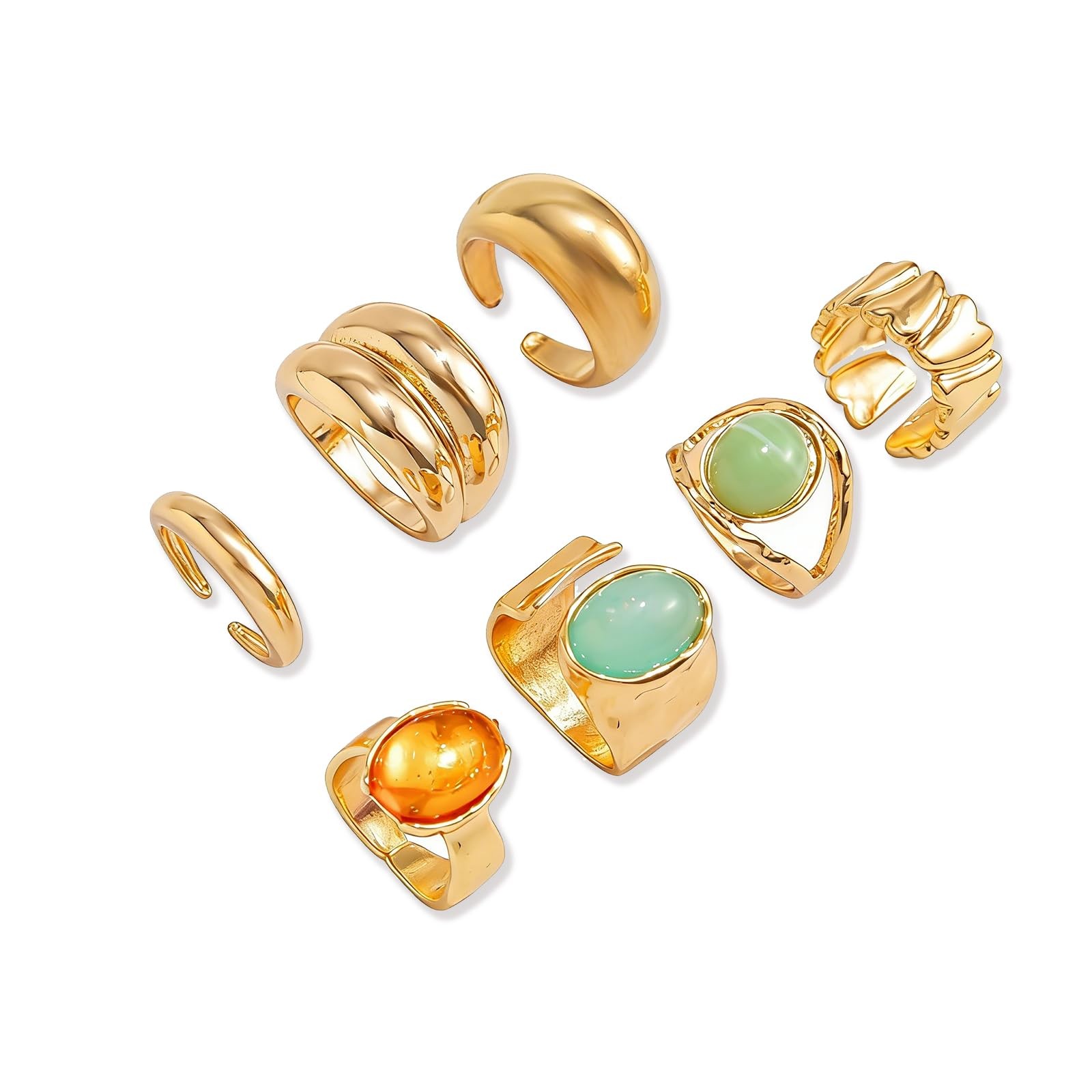 Chunky Gold Rings for Non Tarnish Adjustable Stackable Statement Rings for Ch…