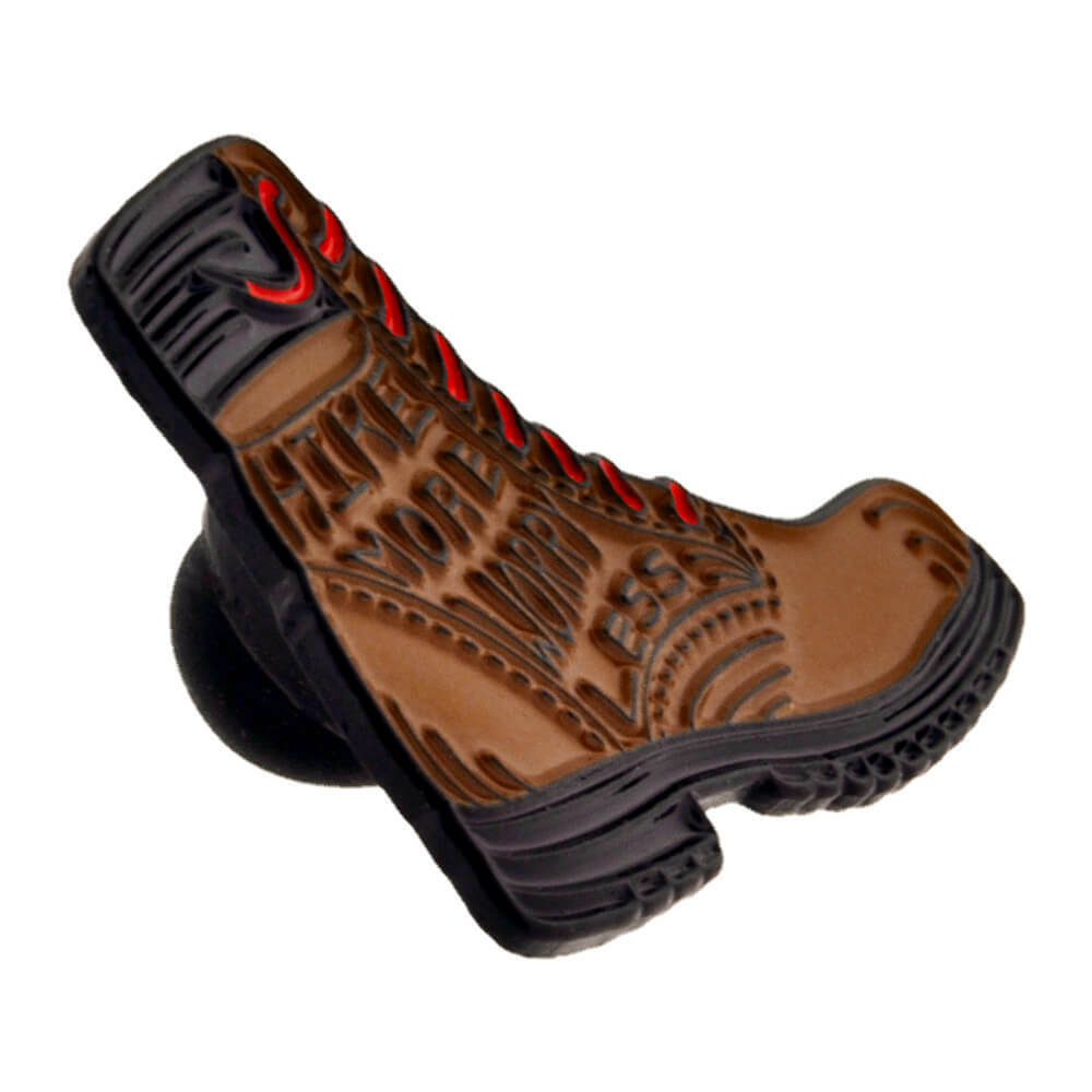 PinMart’s Hike More Worry Less Outdoor Nature Lover Hiking Boot Enamel Lapel Pin