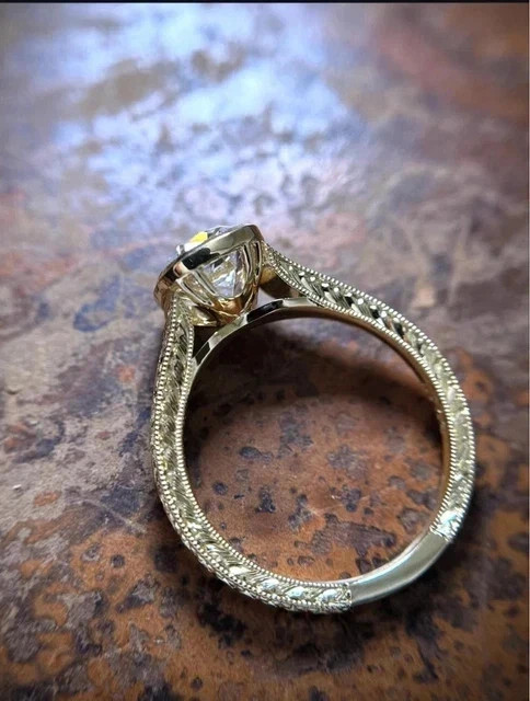 2ct cushion moissanite engagment ring 14k gold plated 925 silver