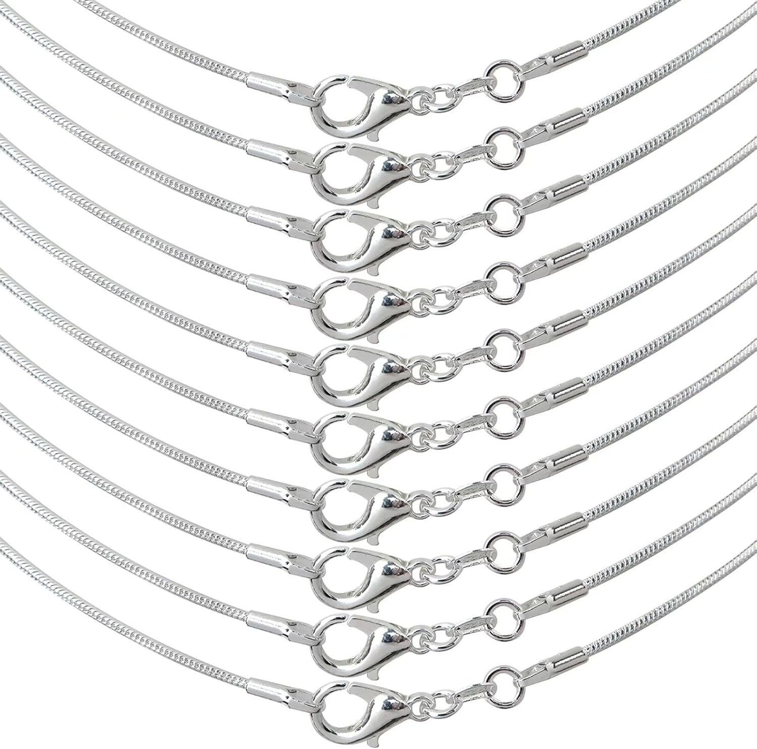 10PCS Wholesale 925 Silver 1MM 16-24inch Snake Chain Necklace Jewelry