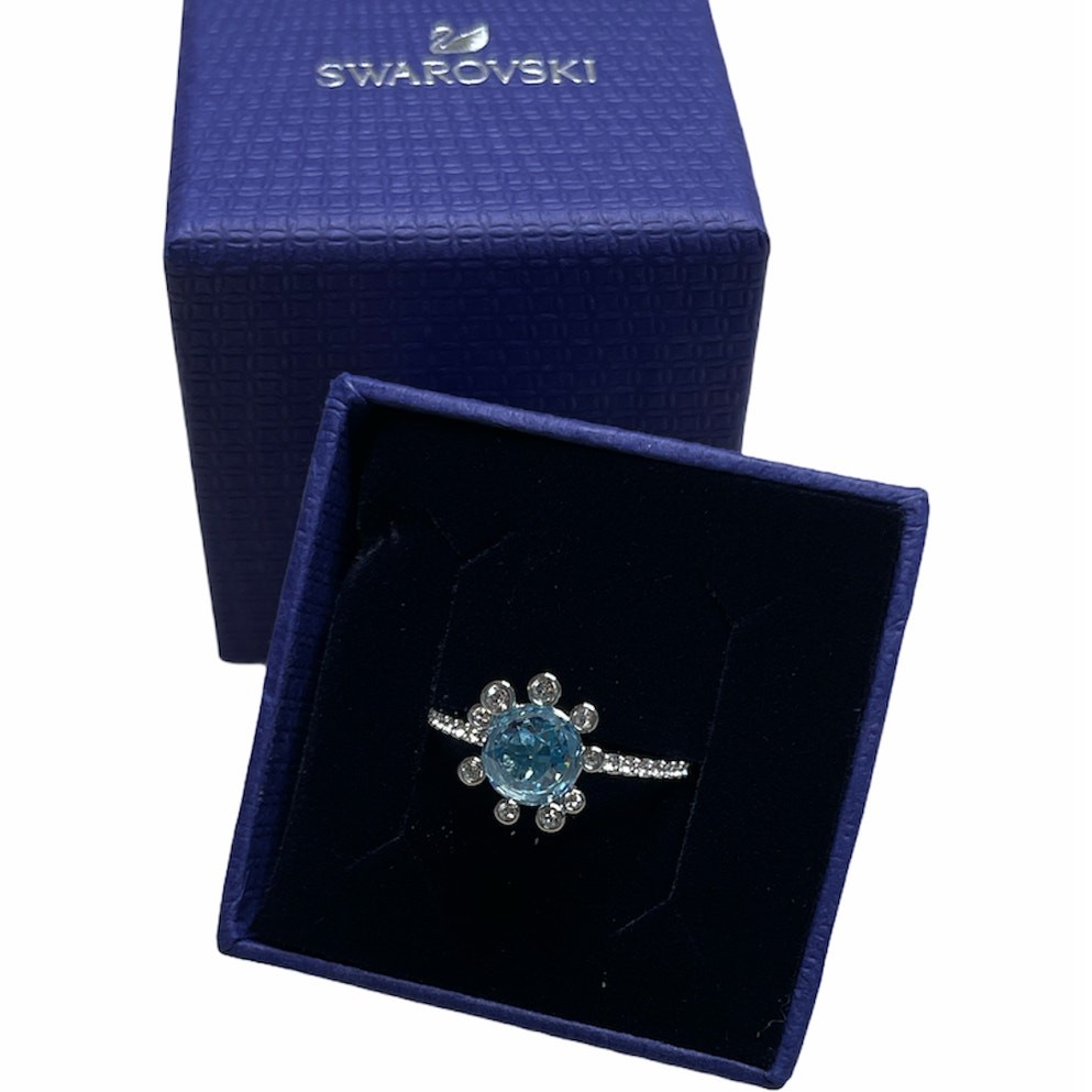 Swarovski Olive Ring Aqua, Rhodium plated EUR 58 / USA 8