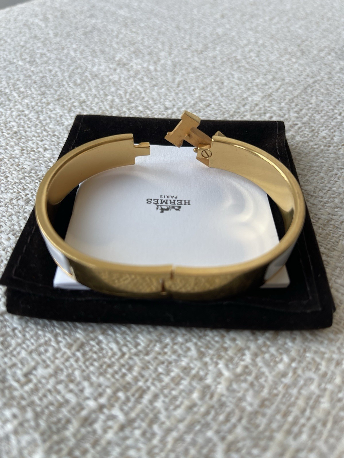 Hermes Clic H Bracelet White & Gold GM Authentic