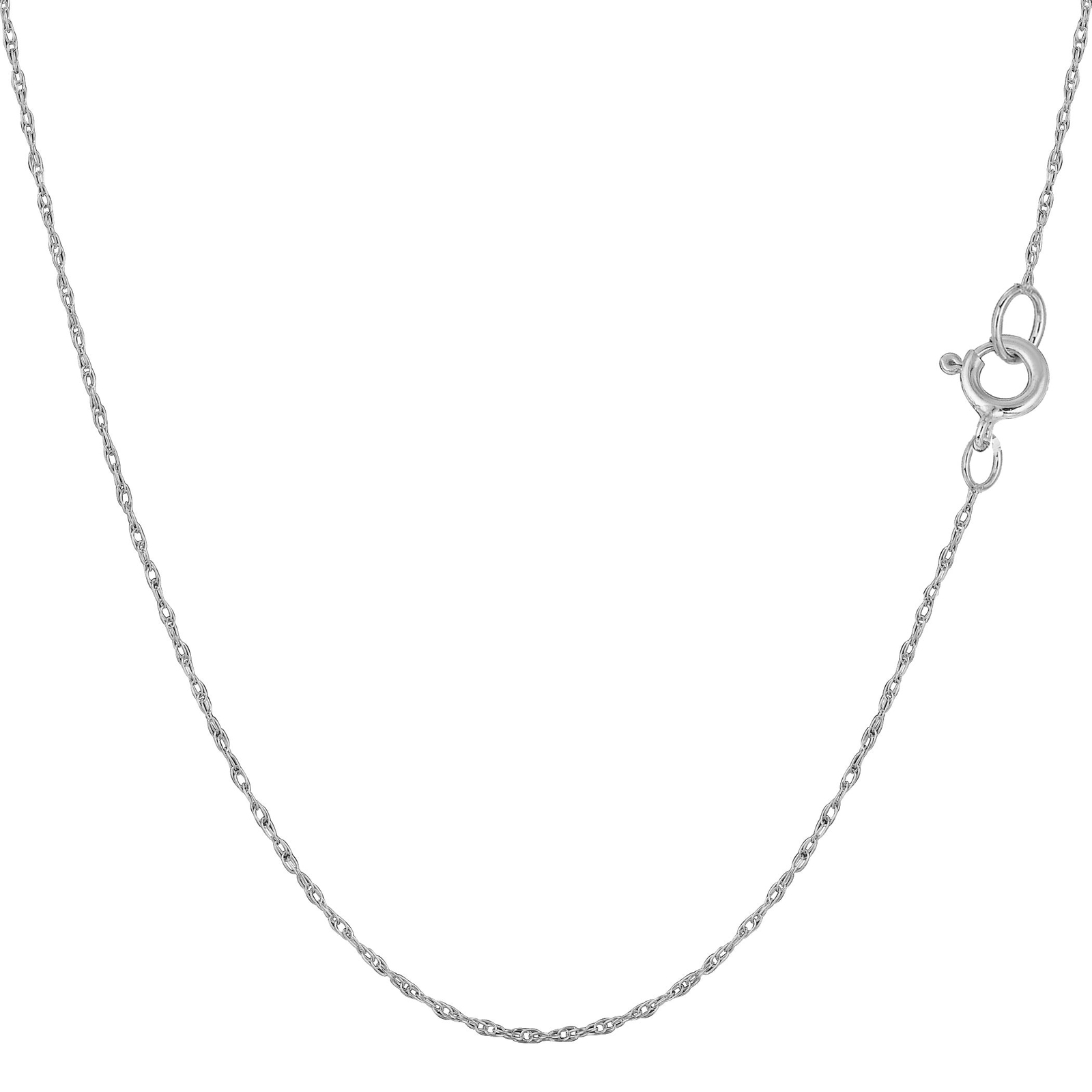 14k Real Solid Gold Rope Chain Necklace, 0.5mm (20 Inches, White Gold)