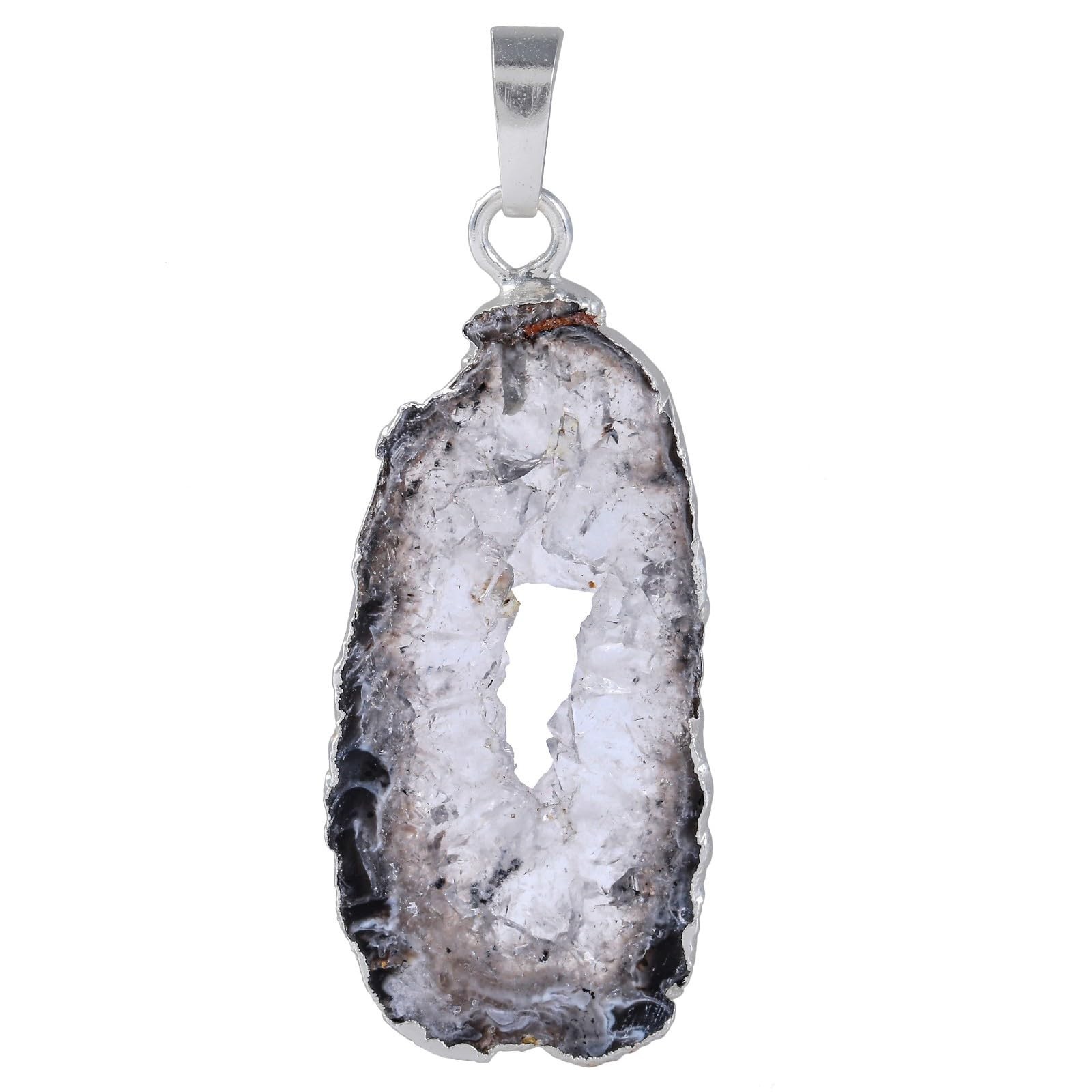 Druzy Agate Pendant Necklace – Irregular Slice Healing Crystal Jewelry for Women
