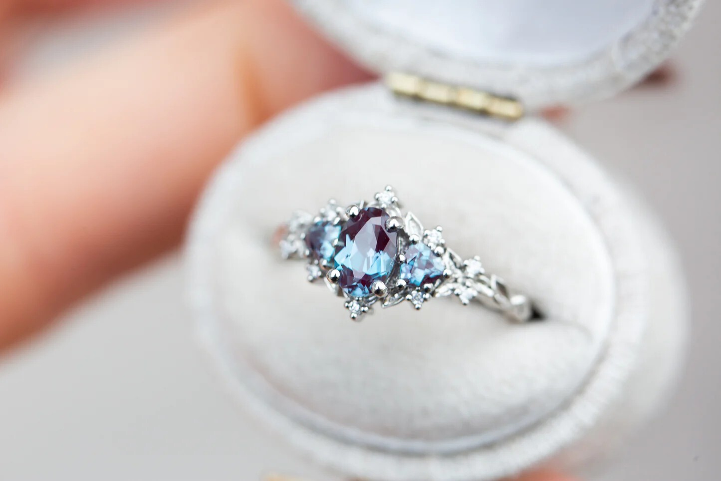 Alexandrite Ring, 925 Sterling Silver Ring, Engagement Ring, Unique Bridal Ring