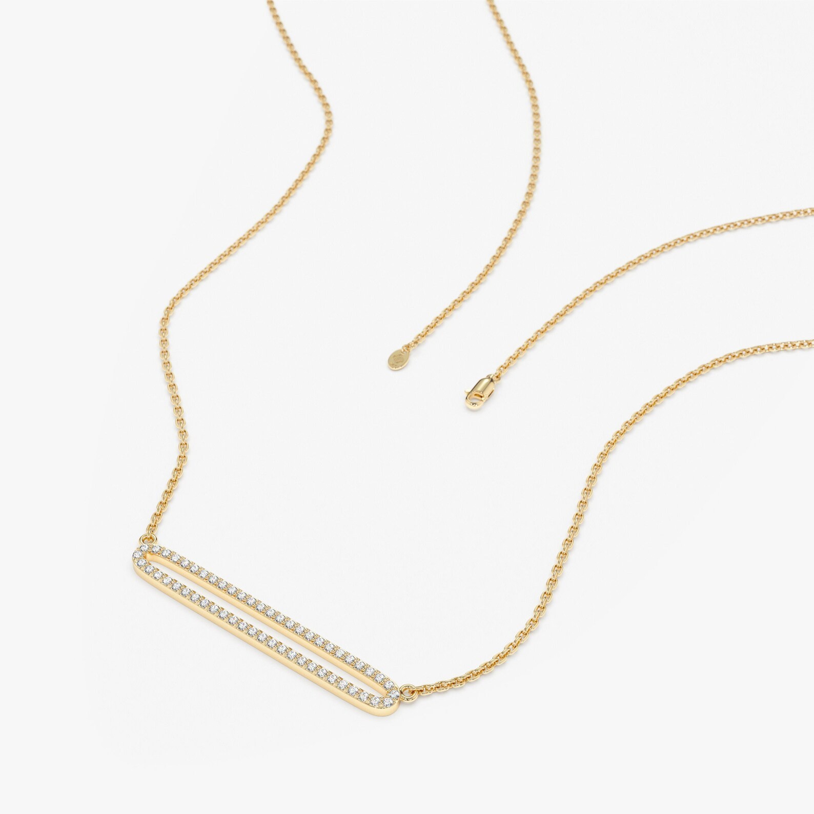 Lab Grown 1.00 Ct Round EF VS Diamond Eternity Bar Necklace in 14K Solid Gold