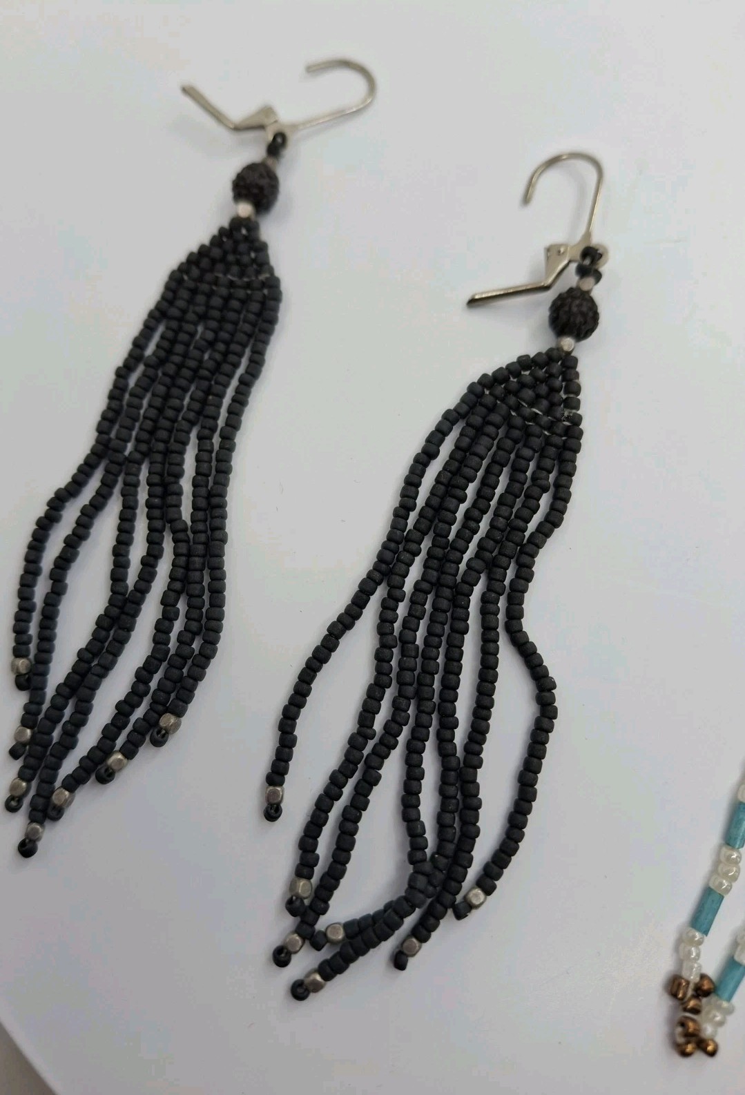 Two Pair Handbeaded Small Bead Dangle Hook Earrings