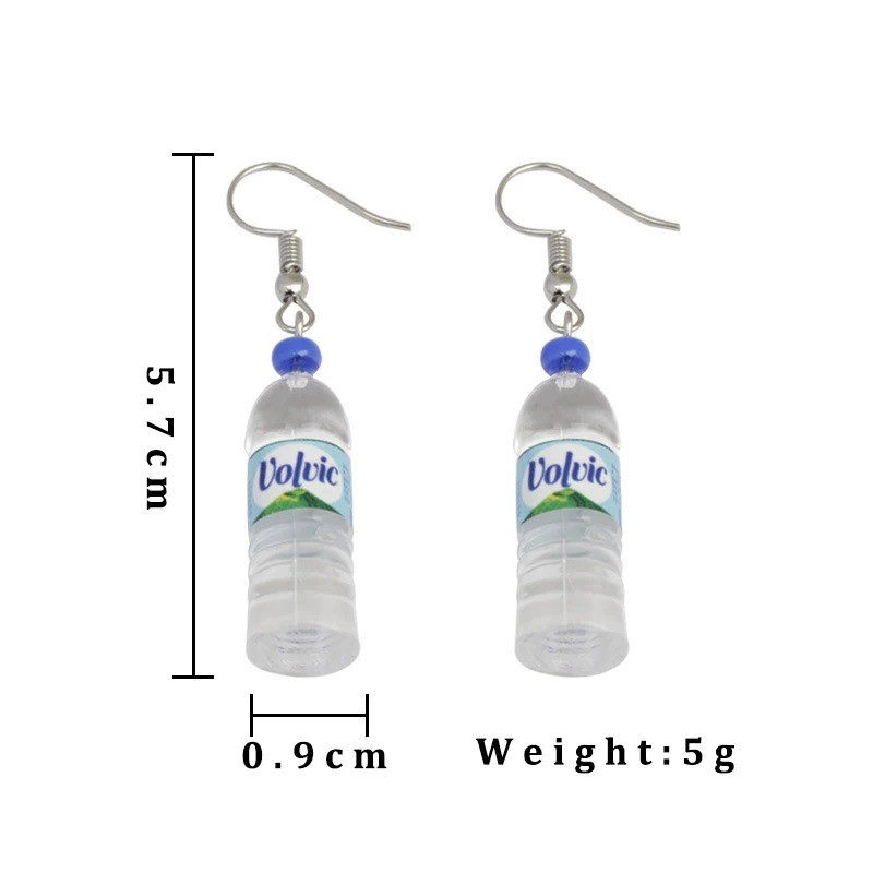 Novelty Mini Water Bottle Drop Earrings Funny Acrylic Dangle Hook Earrings