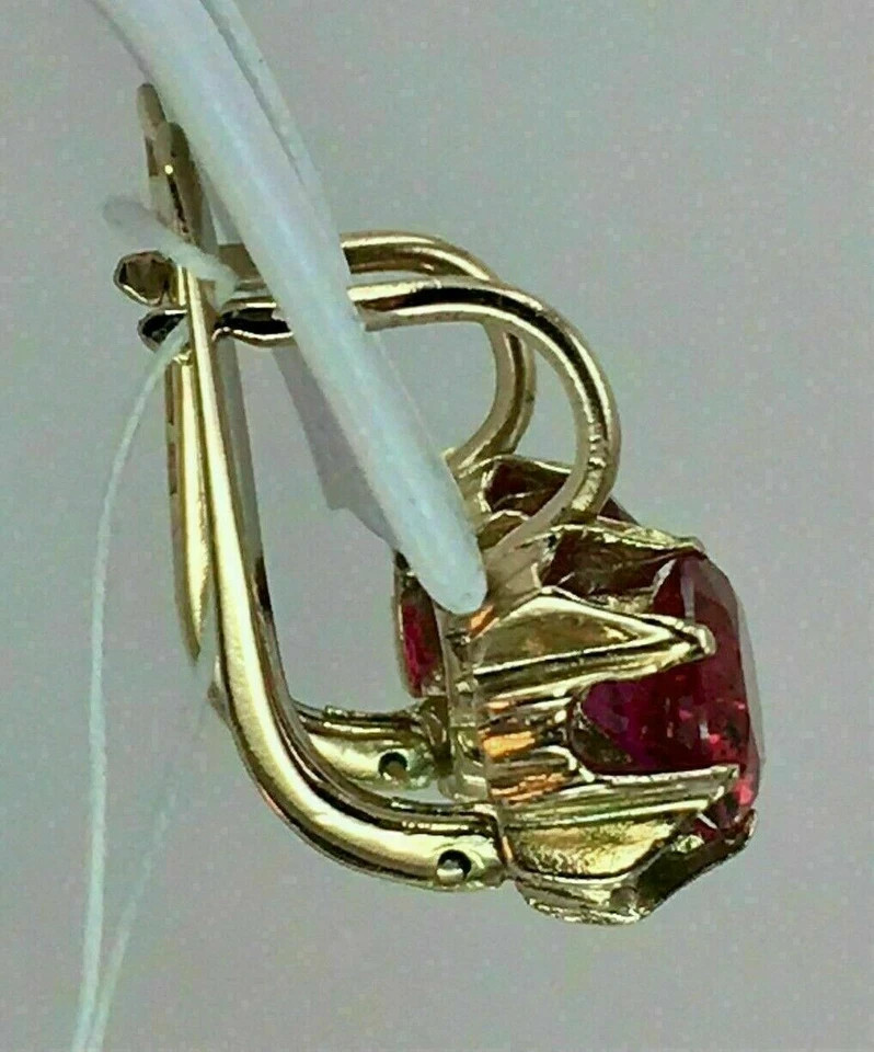 4Ct Simulated Red Ruby Solitaire Drop & Dangle Earrings 14k Yellow Gold Plated