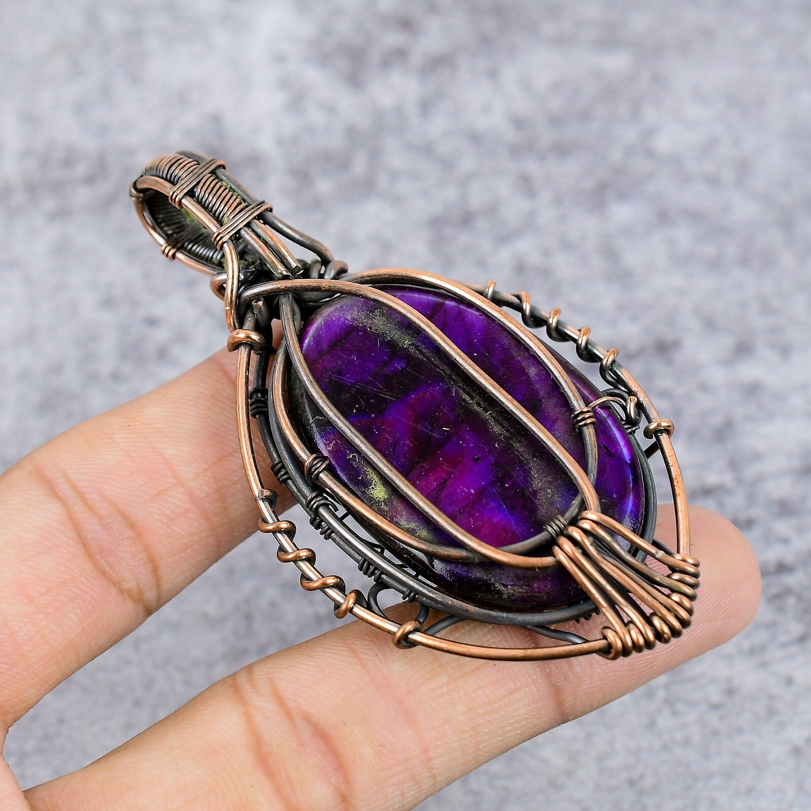Tree Of Life Multi Fire Labradorite Gemstone Copper Wire Wrap Pendant For Gift