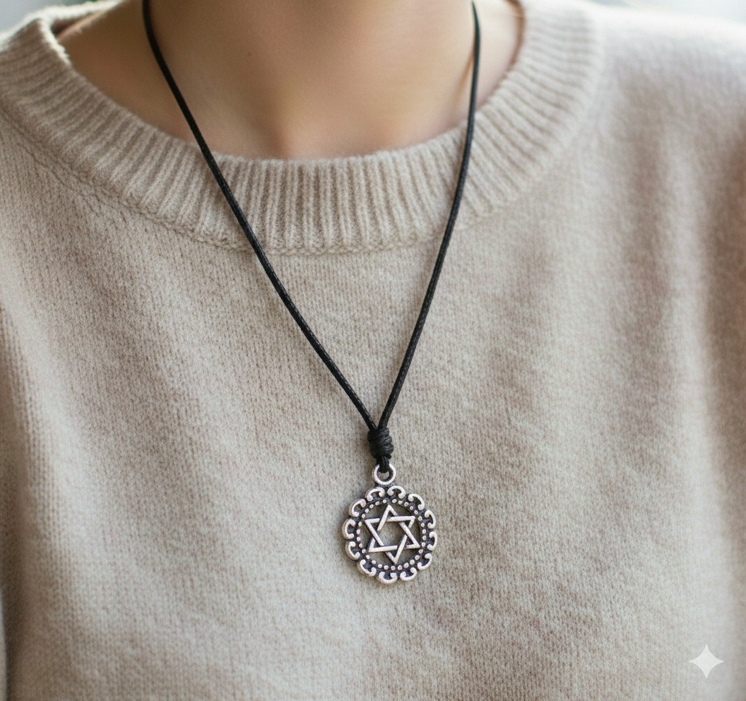 Star of David 92.5 Sterling Pewter Brass Charm Necklace Pendant Jewelry