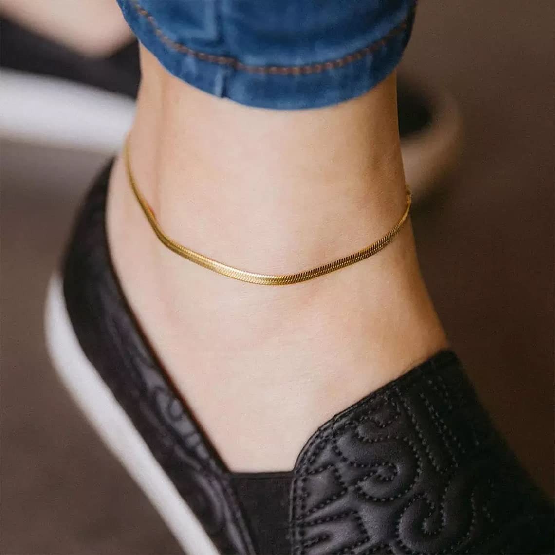 Titanium Steel Snake Bone Chain Anklet Women’s Ankle Foot Jewelry Bracelet Gifts