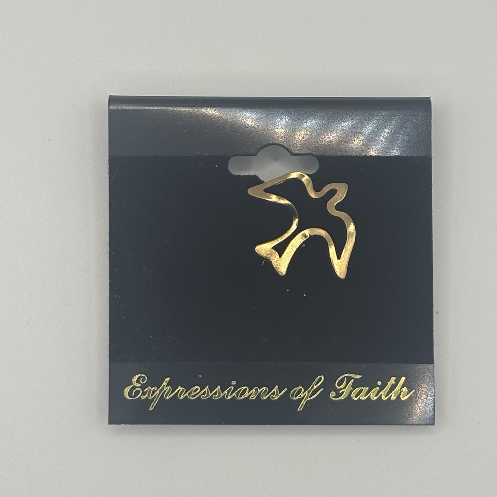 New Expressions of Faith Dove Holy Spirit Snapback Lapel Pin Gold Tone Spiritual