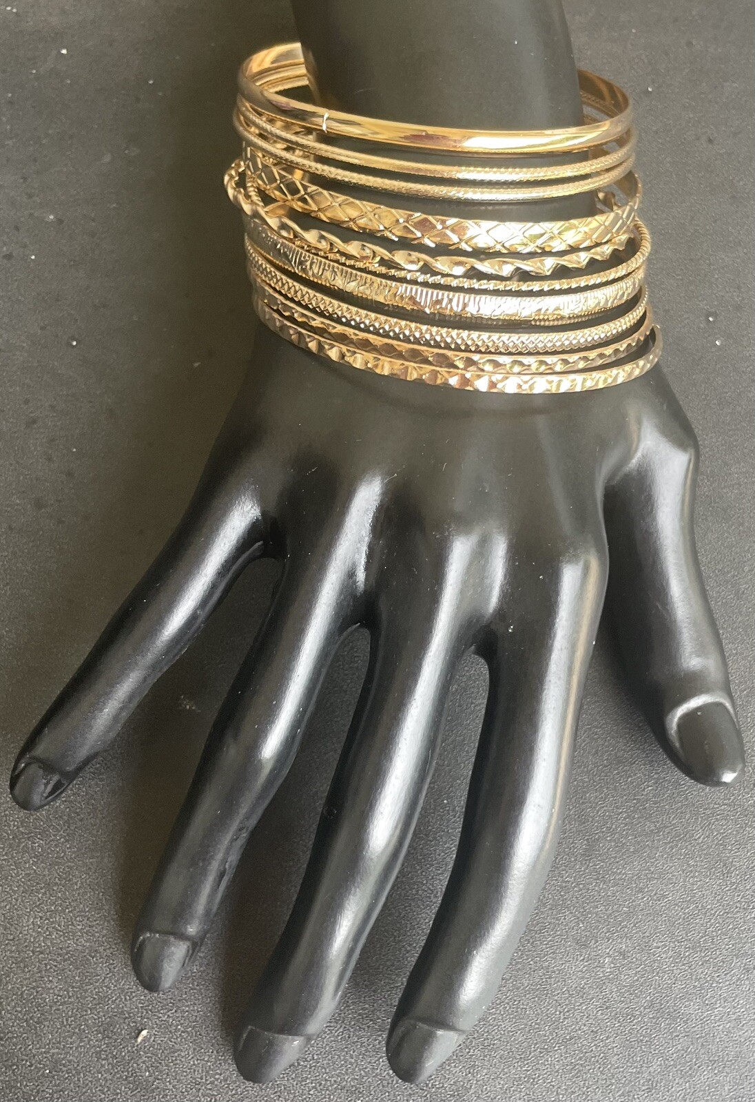 10 Bangle Golden Bracelets Stackable Adjustable Lot As Shown
