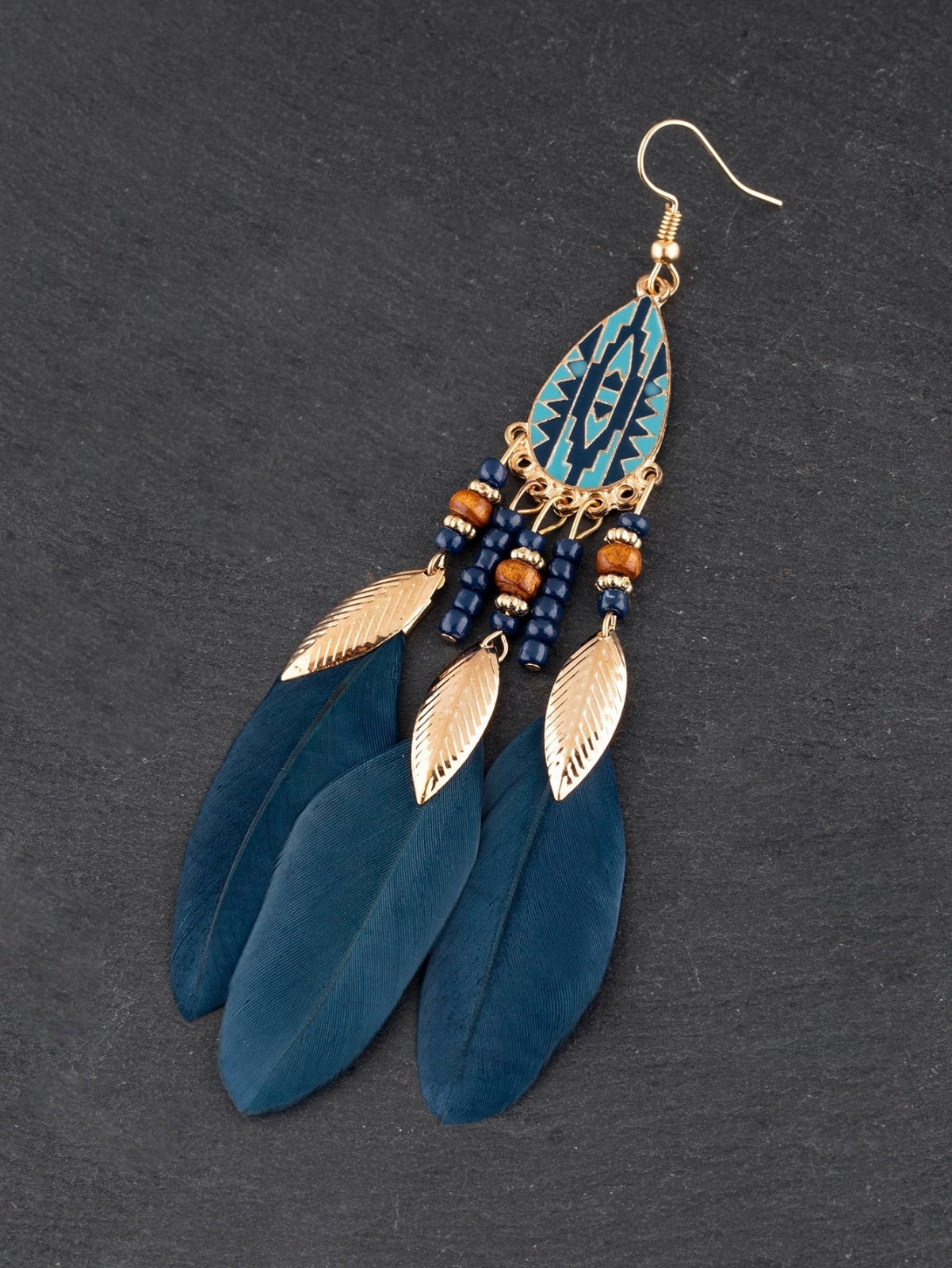 Handmade Bohemian Charm Colorful Feather Retro Design Beaded Long Earrings Women