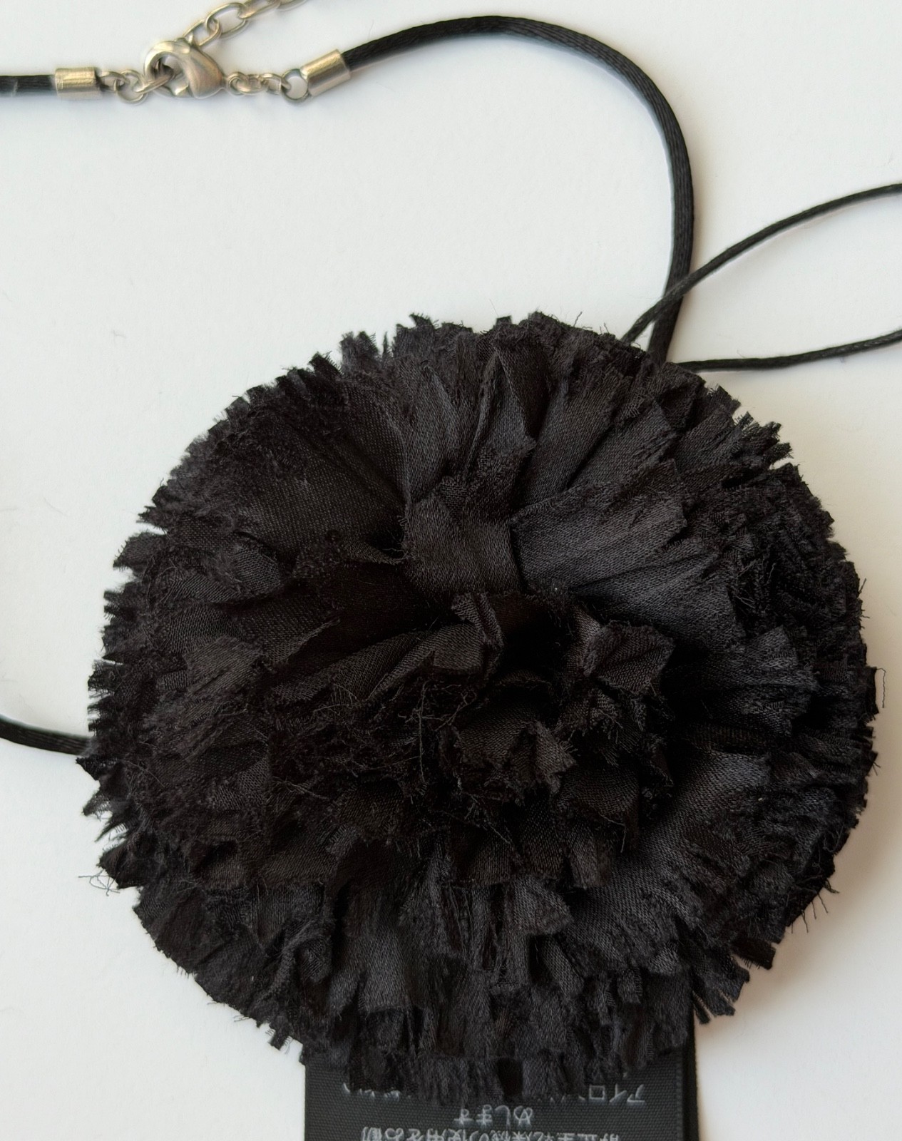 NWT Saint Laurent YSL Crumpled Silk Flower Jet Rose Runway Choker Necklace $1295