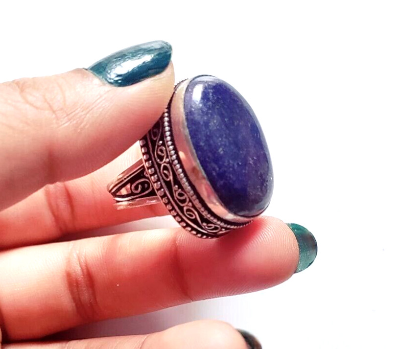 Lapis Lazuli Natural Gemstone Handmade 925 Sterling Silver Ethnic Jewelry Ring