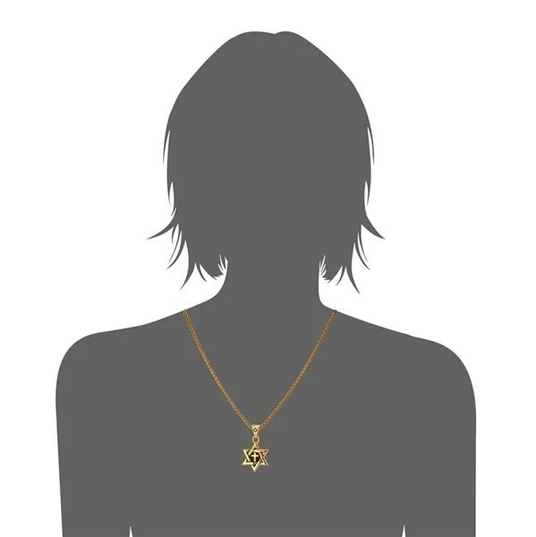 Gold Jewish Star of David with Cross Necklace
