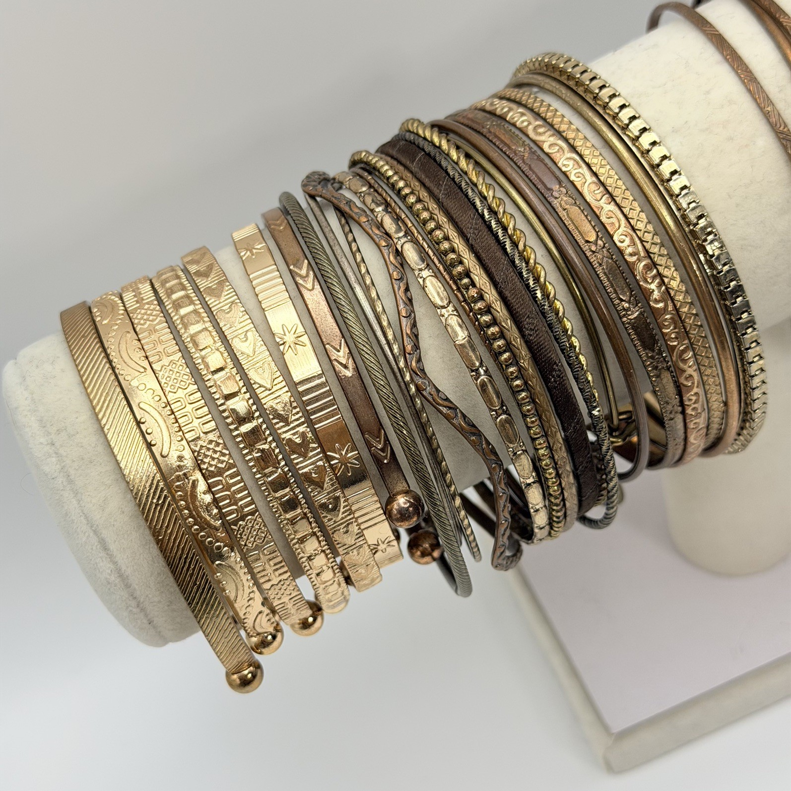 Lot Of Gold Bronze Tone Bangles Bracelets & Cuffs Mixed Wearable Craft Resale