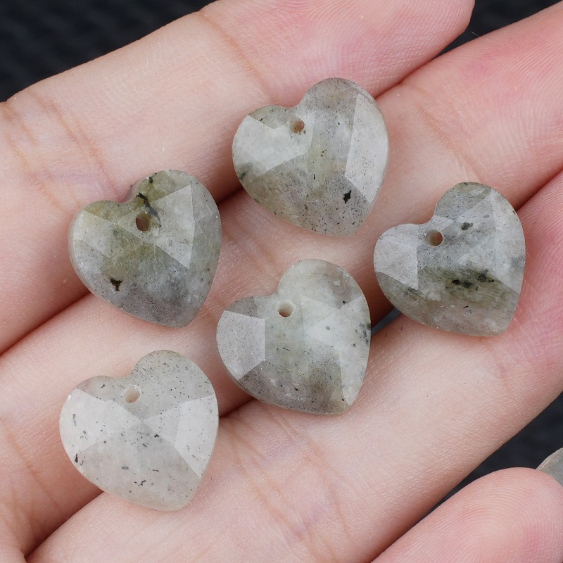 20pcs Mixed Natural Stone Heart Beads 13mm Pendants DIY Jewelry Making Bracelet