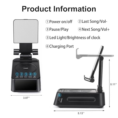 Gifts for Men Women, Phone Stand with Bluetooth Speaker&Clock, Birthday Gifts