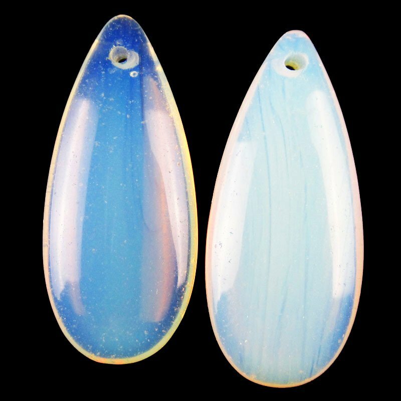 30g 3Pcs 50x20x6mm Natural Opal Opalite Teardrop Pendant Bead YJWW35