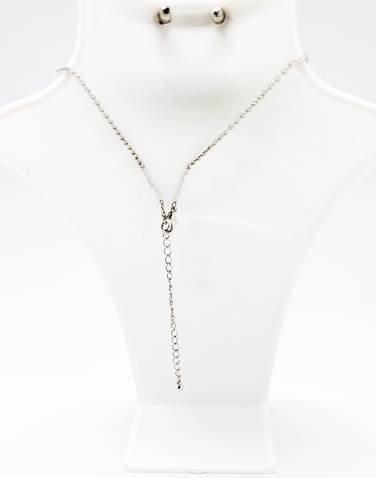 DESIGNER INSPIRED 17 in CLEAR A/B CRYSTAL CIRCLE DROP Y SILVER JEWELRY SET NEW