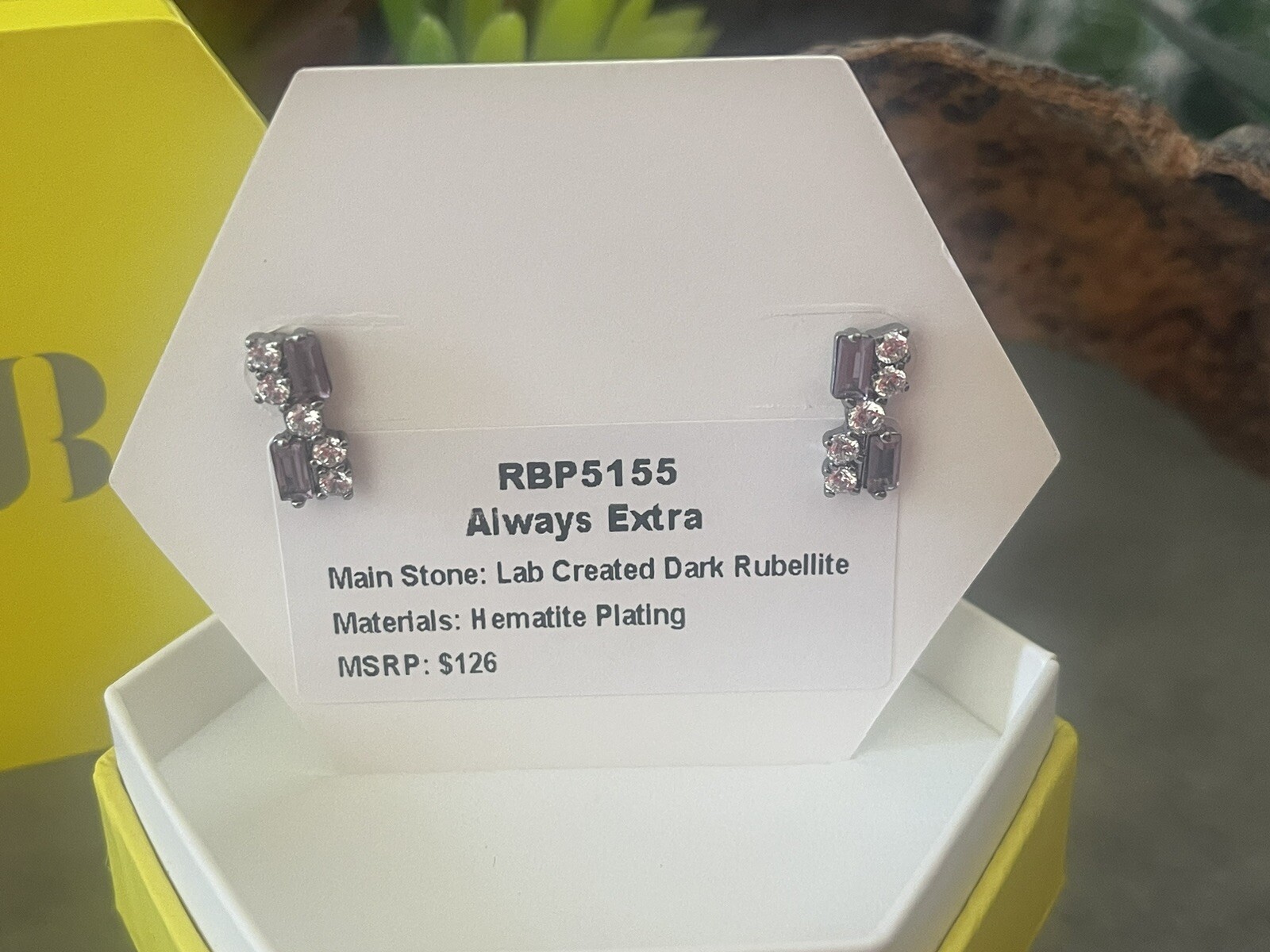 BOMB PARTY Earrings RBP5155 Always Extra- LC dark Rubellite on hematite plating