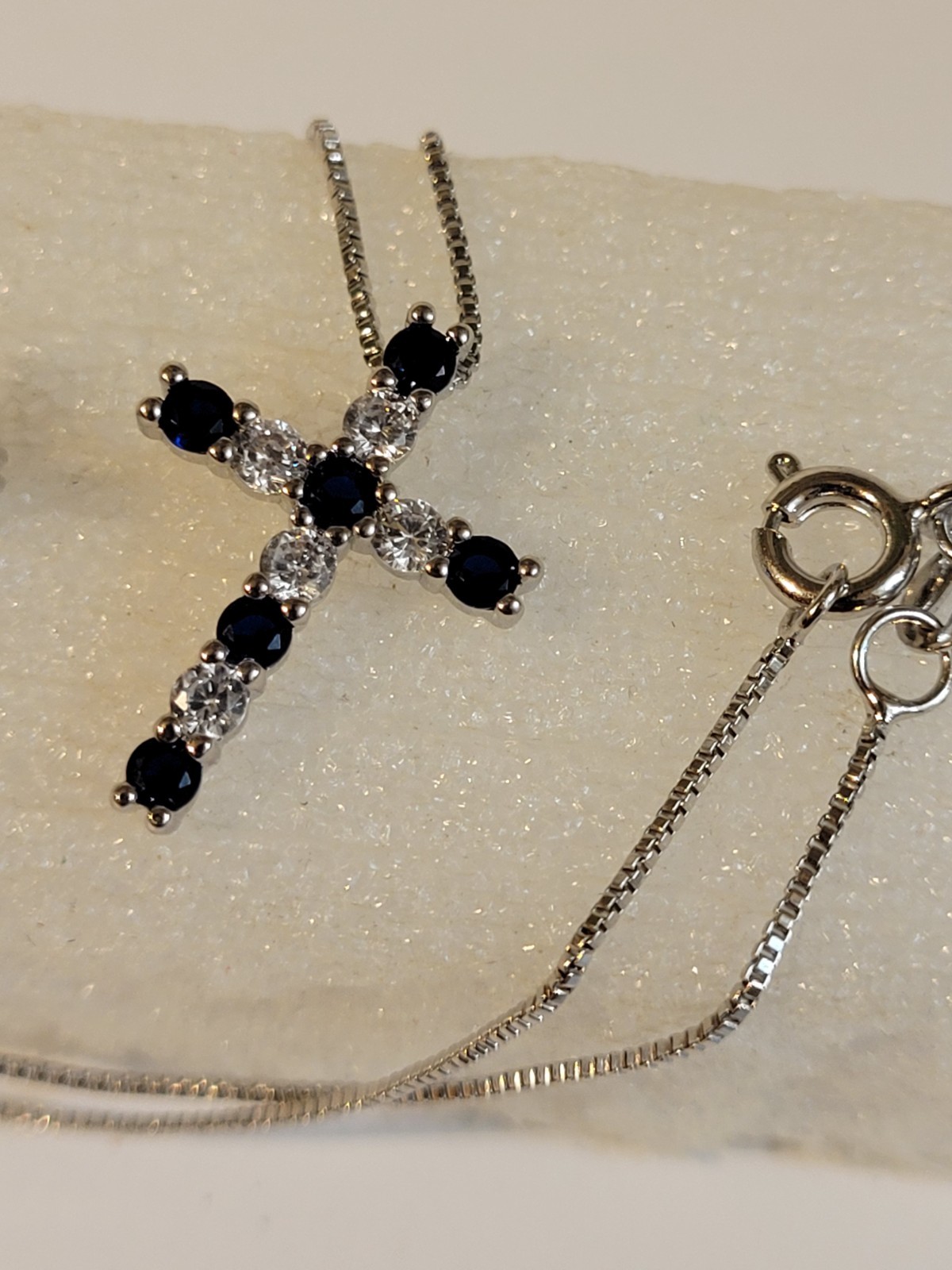 Lab-Created Sapphire Cross Earring and Pendant Set