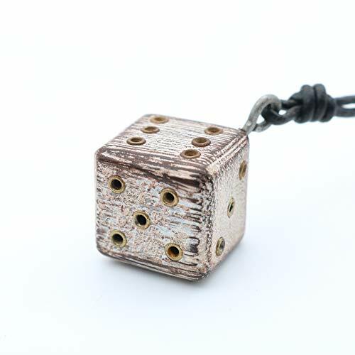 Medieval Wooden Dice Necklace Pendant Viking Cord Jewelry Casino Lover Luck Gift