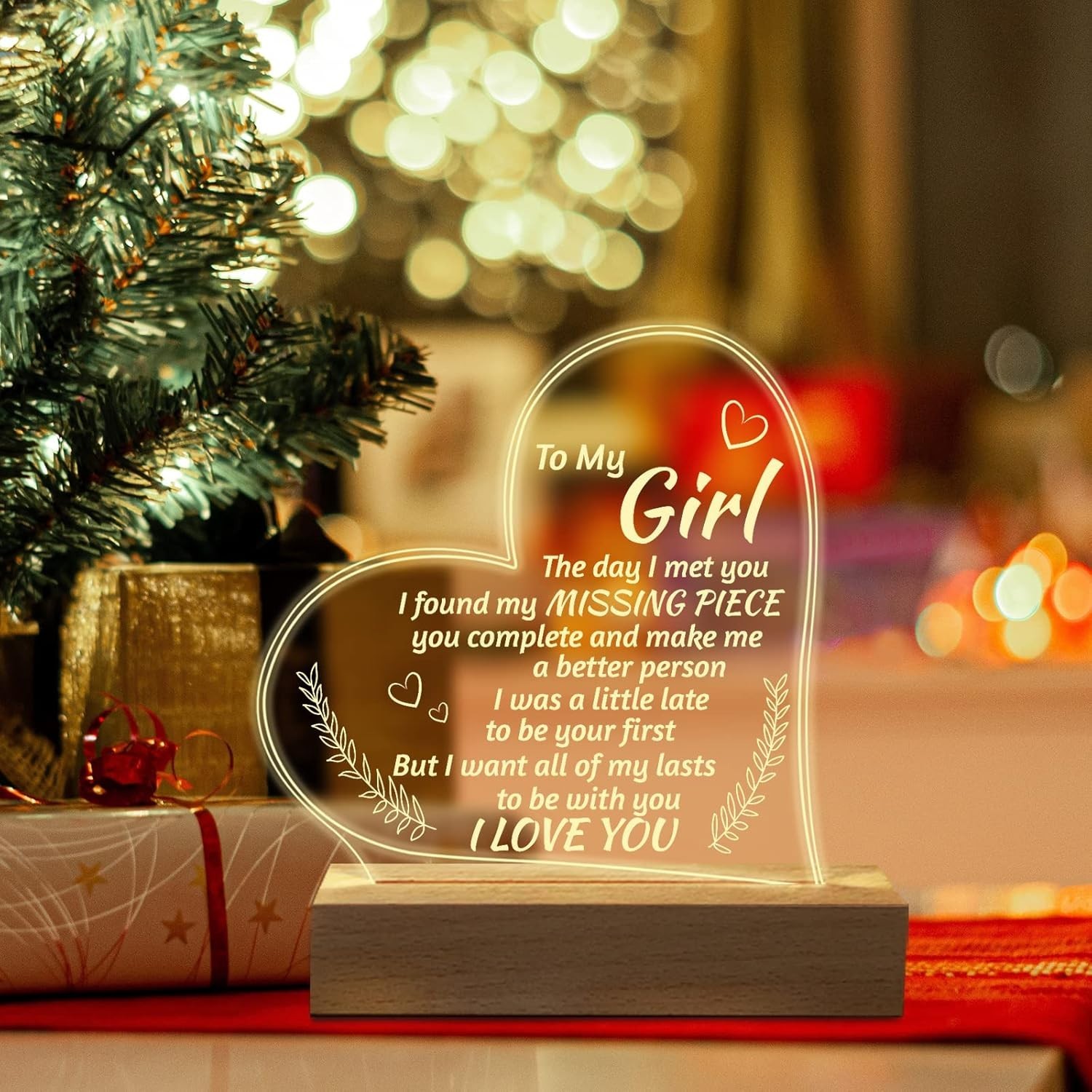 7 Color Acrylic Night Light Valentines Day Gift Birthday for Her Wife Girlfriend