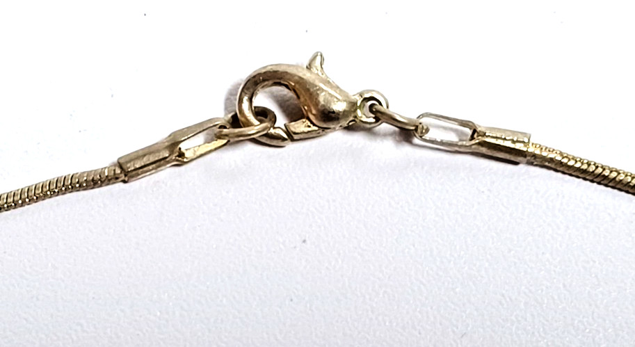 Yellow Crescent Moon Face Pendant Blue Eye Sparkles Silver Tone 24″ Chain