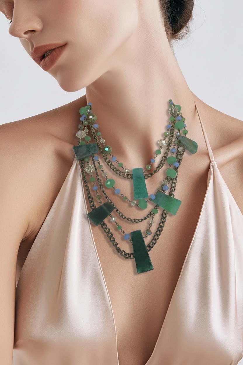 Layered Necklace, Green Amazonite Necklace