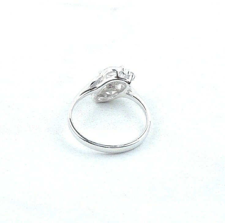 Sterling Silver .70 cttw Marquise And Round Cubic Zirconia Ring