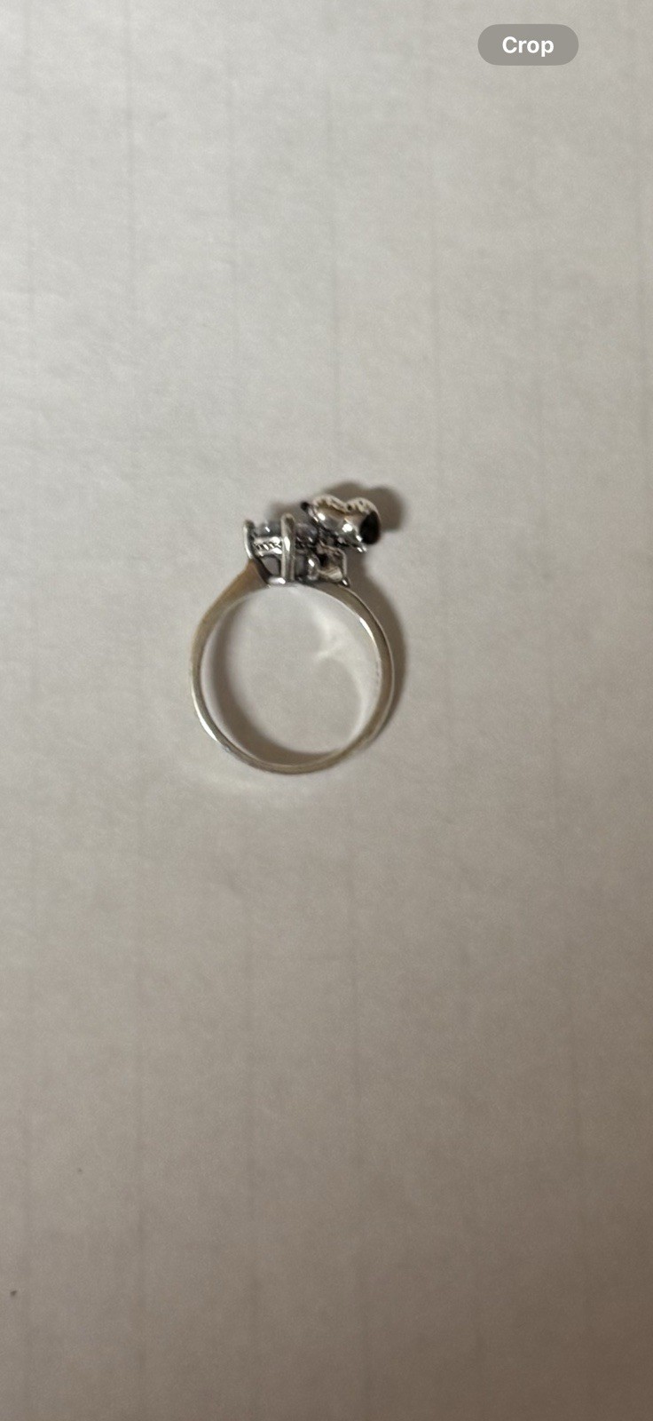 V257 S925 STERLING SILVER SNOOPY CZ STONE RING SZ7