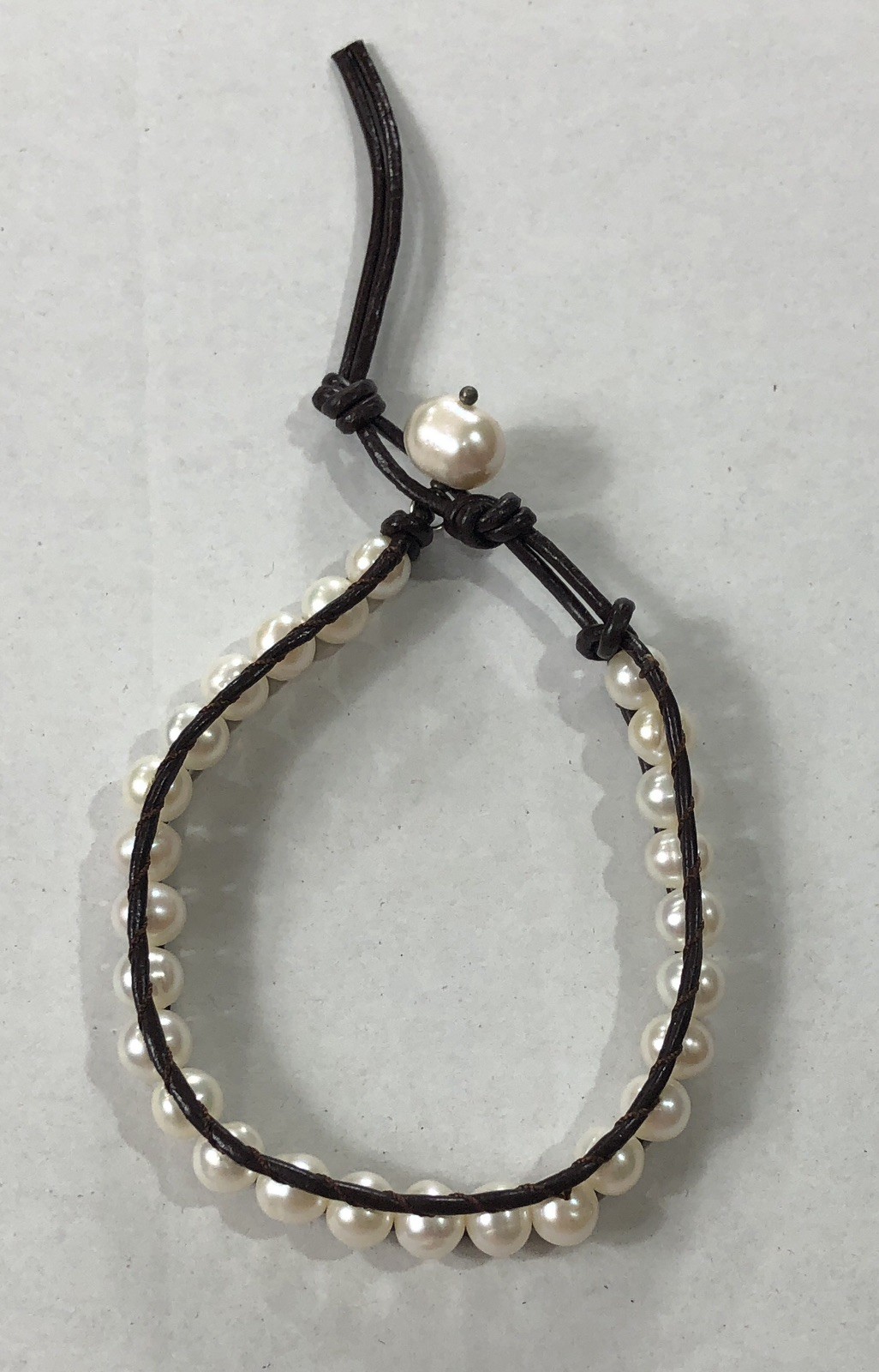 Pearl Leather Bracelet Wrap Artisan Handmade – 7 inch to 8 inch Length