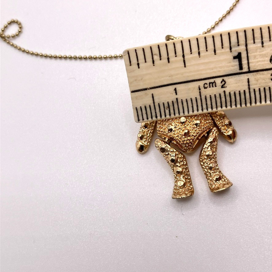 Articulated Teddy Bear pendant necklace gold tone metal 42cm costume jewellery