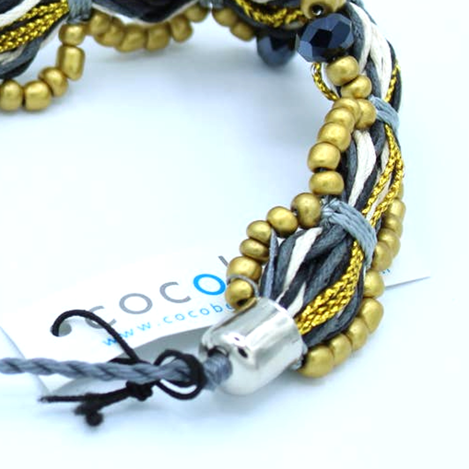 Anthropologie X Cocobelle Gold Woven Beaded Stella Slide Bracelet ~ NEW