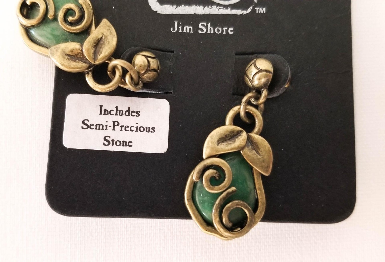 Jim Shore Green Pear Earrings Dangle Drop Pierced Post Semi-Precious Stones NEW